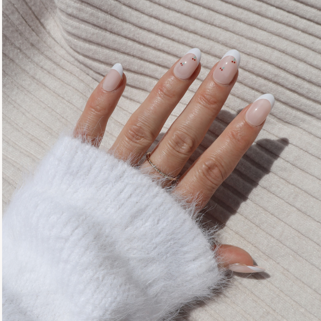 Sweet Cherry French Tip in Short Round