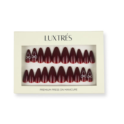 Burgundy Bow in Medium Almond