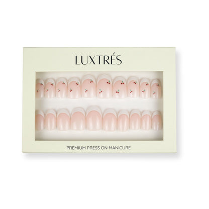 Sweet Cherry French Tip in Short Round